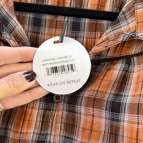 NWT Anthem The Label Button Down Plaid Top. Size small - Picture 8 of 12